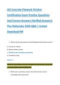 ACI Concrete Flatwork Finisher &NewLine;Certification Exam Practice Questions &NewLine;And Correct Answers &lpar;Verified Answers&rpar; &NewLine;Plus Rationales 2026 Q&A &vert; Instant &NewLine;Download Pdf 