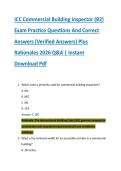 ICC Commercial Building Inspector &lpar;B2&rpar; &NewLine;Exam Practice Questions And Correct &NewLine;Answers &lpar;Verified Answers&rpar; Plus &NewLine;Rationales 2026 Q&A &vert; Instant &NewLine;Download Pdf 