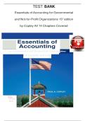 TEST BANK&NewLine;Essentials of Accounting for Governmental &NewLine;and Not-for-Profit Organizations 15" edition &NewLine;by Copley All 14 Chapters Covered