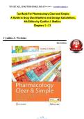 Test Bank For Pharmacology Clear and Simple&colon; &NewLine;A Guide to Drug Classifications and Dosage Calculations&comma; &NewLine;4th Edition by Cynthia J&period; Watkins&NewLine;Chapters 1 - 21   ISBN&colon;9781719644747&NewLine;&NewLine;