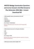 NYSTCE Biology Examination Questions and Correct Answers &lpar;Verified Answers&rpar; Plus Rationales 2026 Q&A &vert; Instant Download Pdf
