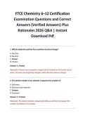 FTCE Chemistry 6&ndash;12 Certification Examination Questions and Correct Answers &lpar;Verified Answers&rpar; Plus Rationales 2026 Q&A &vert; Instant Download Pdf