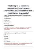 FTCE Biology 6&ndash;12 Examination Questions and Correct Answers &lpar;Verified Answers&rpar; Plus Rationales 2026 Q&A &vert; Instant Download Pdf