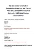 NES Chemistry Certification Examination Questions and Correct Answers &lpar;Verified Answers&rpar; Plus Rationales 2026 Q&A &vert; Instant Download Pdf