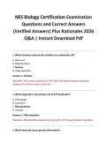 NES Biology Certification Examination Questions and Correct Answers &lpar;Verified Answers&rpar; Plus Rationales 2026 Q&A &vert; Instant Download Pdf&NewLine;