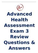 Advanced Health &NewLine;Assessment &NewLine;Exam 3 Review &NewLine;Questions & &NewLine;Answers