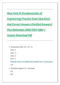 New York FE &lpar;Fundamentals of Engineering&rpar; Practice Exam Questions And Correct Answers &lpar;Verified Answers&rpar; Plus Rationales 2026&vert;2027 Q&A &vert; Instant Download Pdf