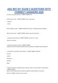 ASU BIO 201 EXAM 2 QUESTIONS WITH CORRECT ANSWERS 2026