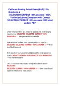 California Boating Actual Exam &lpar;B&A&rpar; 120&plus; &NewLine;Questions &  &NewLine;SELECTED CORRECT 100&percnt; answers &vert; 100&percnt; &NewLine;Verified solutions &vert;Questions with Correct &NewLine;SELECTED CORRECT 100&percnt; answers 2026 latest &NewLine;update&excl; PDF 