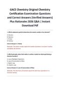 GACE Chemistry Original Chemistry Certification Examination Questions and Correct Answers &lpar;Verified Answers&rpar; Plus Rationales 2026 Q&A &vert; Instant Download Pdf
