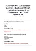 TExES Chemistry 7&ndash;12 Certification Examination Questions and Correct Answers &lpar;Verified Answers&rpar; Plus Rationales 2026 Q&A &vert; Instant Download Pdf