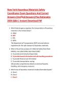 New York Hazardous Materials Safety&NewLine;Coordinator Exam Questions And Correct&NewLine;Answers &lpar;Verified Answers&rpar; Plus Rationales 2026 Q&A &vert; Instant Download Pdf&NewLine;