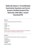 TExES Life Science 7&ndash;12 Certification Examination Questions and Correct Answers &lpar;Verified Answers&rpar; Plus Rationales 2026 Q&A &vert; Instant Download Pdf