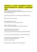 EDEXCEL A-LEVEL BUSINESS PAPER 2 QUESTIONS WITH CORRECT ANSWERS 2026