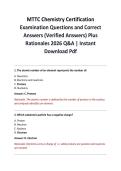 MTTC Chemistry Certification Examination Questions and Correct Answers &lpar;Verified Answers&rpar; Plus Rationales 2026 Q&A &vert; Instant Download Pdf