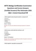 MTTC Biology Certification Examination Questions and Correct Answers &lpar;Verified Answers&rpar; Plus Rationales 2026 Q&A &vert; Instant Download Pdf