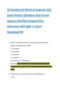 ICC Residential Electrical Inspector &lpar;E1&rpar; &NewLine;Exam Practice Questions And Correct &NewLine;Answers &lpar;Verified Answers&rpar; Plus &NewLine;Rationales 2026 Q&A &vert; Instant &NewLine;Download Pdf 