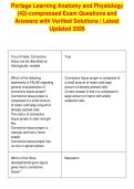 Portage Learning Anatomy and Physiology&NewLine;&lpar;42&rpar;-compressed Exam Questions and&NewLine;Answers with Verified Solutions &vert; Latest&NewLine;Updated 2026