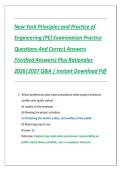 New York Principles and Practice of Engineering &lpar;PE&rpar; Examination Practice Questions And Correct Answers &lpar;Verified Answers&rpar; Plus Rationales 2026&vert;2027 Q&A &vert; Instant Download Pdf
