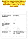 Portage Learning Anatomy and Physiology&NewLine;&lpar;50&rpar;-compressed Exam Questions and&NewLine;Answers with Verified Solutions &vert; Latest&NewLine;Updated 2026