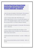 First Aid Final Exam Study Guide&period; Questions with Correct Verified Answers 2026-2027&period; Graded A
