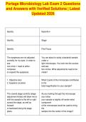 Portage Microbiology Lab Exam 2 Questions&NewLine;and Answers with Verified Solutions &vert; Latest&NewLine;Updated 2026