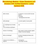 Microbiology Module 1 Exam Questions and&NewLine;Answers with Verified Solutions &vert; Latest&NewLine;Updated 2026&NewLine;