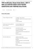 TIPS Certification Study Guide EXAM&comma; &sol;GET IT 100&percnt; ACCURATE&excl;&excl; 2026&excl;&excl; MOST TESTED QUESTIONS AND VERIFIED SOLUTIONS&NewLine;&NewLine;