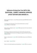 Defensive Driving Post Test WITH 150&plus; &NewLine;QUESTIONS &comma; CORRECT ANSWERS &lpar;VERIFIED&rpar; &NewLine;LATEST EDITION 2026 GRADED A&plus;&period;