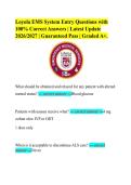 Loyola EMS System Entry Questions with&NewLine;100&percnt; Correct Answers &vert; Latest Update&NewLine;2026&sol;2027 &vert; Guaranteed Pass &vert; Graded A&plus;&period; 