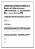 Certified Export Specialist Examination &NewLine;Questions And Correct Answers &NewLine;&lpar;Verified Answers&rpar; Plus Rationales 2026 &NewLine;Q&A &vert; Instant Download Pdf 