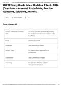 OLERE Study Guide Latest Updates&comma; EXAM - 2026 &lpar;Questions &plus; Answers&rpar; Study Guide&comma; Practice Questions&comma; Solutions&comma; Answers&comma;&NewLine;&NewLine;