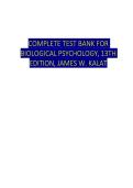 Biological Psychology 13th Edition Test Bank &vert; Kalat &vert; Complete Guide&NewLine;&NewLine;