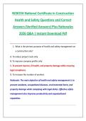NEBOSH National Certificate in Construction &NewLine;Health and Safety Questions and Correct &NewLine;Answers &lpar;Verified Answers&rpar; Plus Rationales &NewLine;2026 Q&A &vert; Instant Download Pdf 