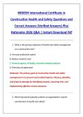 NEBOSH International Certificate in &NewLine;Construction Health and Safety Questions and &NewLine;Correct Answers &lpar;Verified Answers&rpar; Plus &NewLine;Rationales 2026 Q&A &vert; Instant Download Pdf 