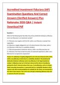 Accredited Investment Fiduciary &lpar;AIF&rpar; &NewLine;Examination Questions And Correct &NewLine;Answers &lpar;Verified Answers&rpar; Plus &NewLine;Rationales 2026 Q&A &vert; Instant &NewLine;Download Pdf 