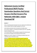 Retirement Income Certified &NewLine;Professional &lpar;RICP&rpar; Practice &NewLine;Examination Questions And Correct &NewLine;Answers &lpar;Verified Answers&rpar; Plus &NewLine;Rationales 2026 Q&A &vert; Instant &NewLine;Download Pdf 