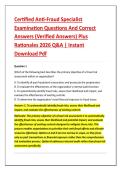 Certified Anti-Fraud Specialist &NewLine;Examination Questions And Correct &NewLine;Answers &lpar;Verified Answers&rpar; Plus &NewLine;Rationales 2026 Q&A &vert; Instant &NewLine;Download Pdf