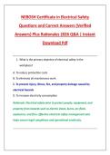 NEBOSH Certificate in Electrical Safety &NewLine;Questions and Correct Answers &lpar;Verified &NewLine;Answers&rpar; Plus Rationales 2026 Q&A &vert; Instant &NewLine;Download Pdf 