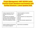 Project Management -UNIT SEVEN Latest&NewLine;Premium Exam Questions and Answers with&NewLine;Verified Solutions &vert; Latest Updated 2026