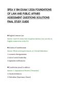 SPEA V 184 EXAM 1 2026 FOUNDATIONS&NewLine;OF LAW AND PUBLIC AFFAIRS&NewLine;ASSESSMENT QUESTIONS SOLUTIONS&NewLine;FINAL STUDY GUIDE