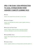 SPEA V 184 EXAM 1 2026 INTRODUCTION&NewLine;TO LEGAL SYSTEMS REVIEW PAPER&NewLine;ANSWERS COMPLETE LEARNING PACK