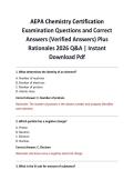 AEPA Chemistry Certification Examination Questions and Correct Answers &lpar;Verified Answers&rpar; Plus Rationales 2026 Q&A &vert; Instant Download Pdf