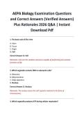 AEPA Biology Examination Questions and Correct Answers &lpar;Verified Answers&rpar; Plus Rationales 2026 Q&A &vert; Instant Download Pdf