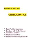 Orthodontics Exam Prep &vert; Practice Questions & Verified Answers &vert; Latest Update &vert; Grade A&plus;