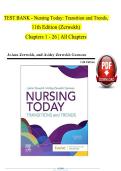 TEST BANK - Nursing Today&colon; Transition and Trends&comma; 11th Edition &lpar;Zerwekh&rpar; &NewLine;Chapters 1 - 26 &vert; All Chapters   ISBN&colon;9780323810159&NewLine;