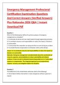 Emergency Management Professional &NewLine;Certification Examination Questions &NewLine;And Correct Answers &lpar;Verified Answers&rpar; &NewLine;Plus Rationales 2026 Q&A &vert; Instant &NewLine;Download Pdf 