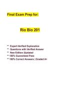 Rio Salado BIO 201 Final Exam &vert; Complete Study Guide&comma; Exam 3 Review & Verified Answers &vert; Latest Update &vert; Grade A&plus;