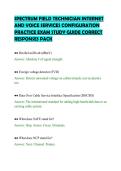 SPECTRUM FIELD TECHNICIAN INTERNET&NewLine;AND VOICE SERVICES CONFIGURATION&NewLine;PRACTICE EXAM STUDY GUIDE CORRECT&NewLine;RESPONSES PACK