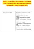 Basics of Property and Casualty Insurance&NewLine;Exam Questions and Answers with Verified&NewLine;Solutions &vert; Latest Updated 2026
